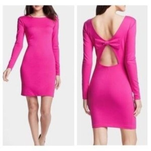 AMANDA UPRICHARD Hot Pink Cutout Back Bow Dress Large - Picture 1 of 7